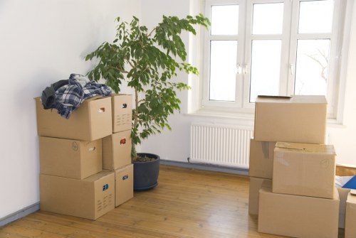 Moving boxes and furniture prepared for a local Park Royal relocation